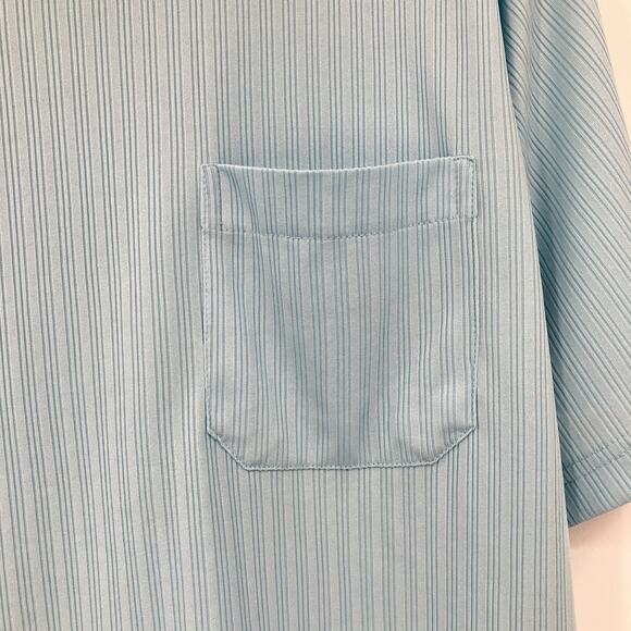 Vintage Haband Blue Stripe Crew Neck Pocket Polyester Short Sleeve Tee Shirt Top - Picture 5 of 5